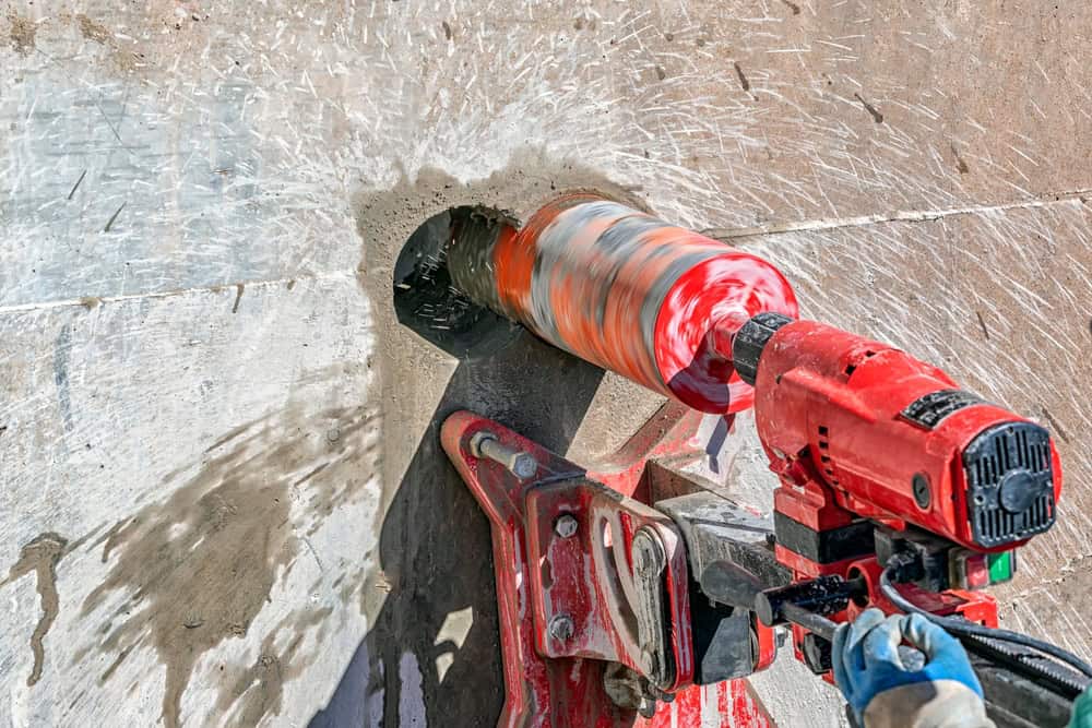 Concrete coring in progress